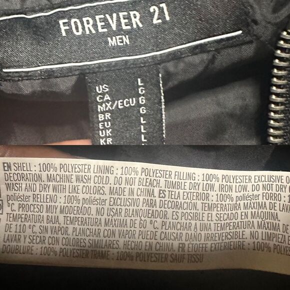 Forever 21 Men’s Jacket Men's Large Black Outdoor Hooded Half Zip Streetwear - Picture 4 of 4